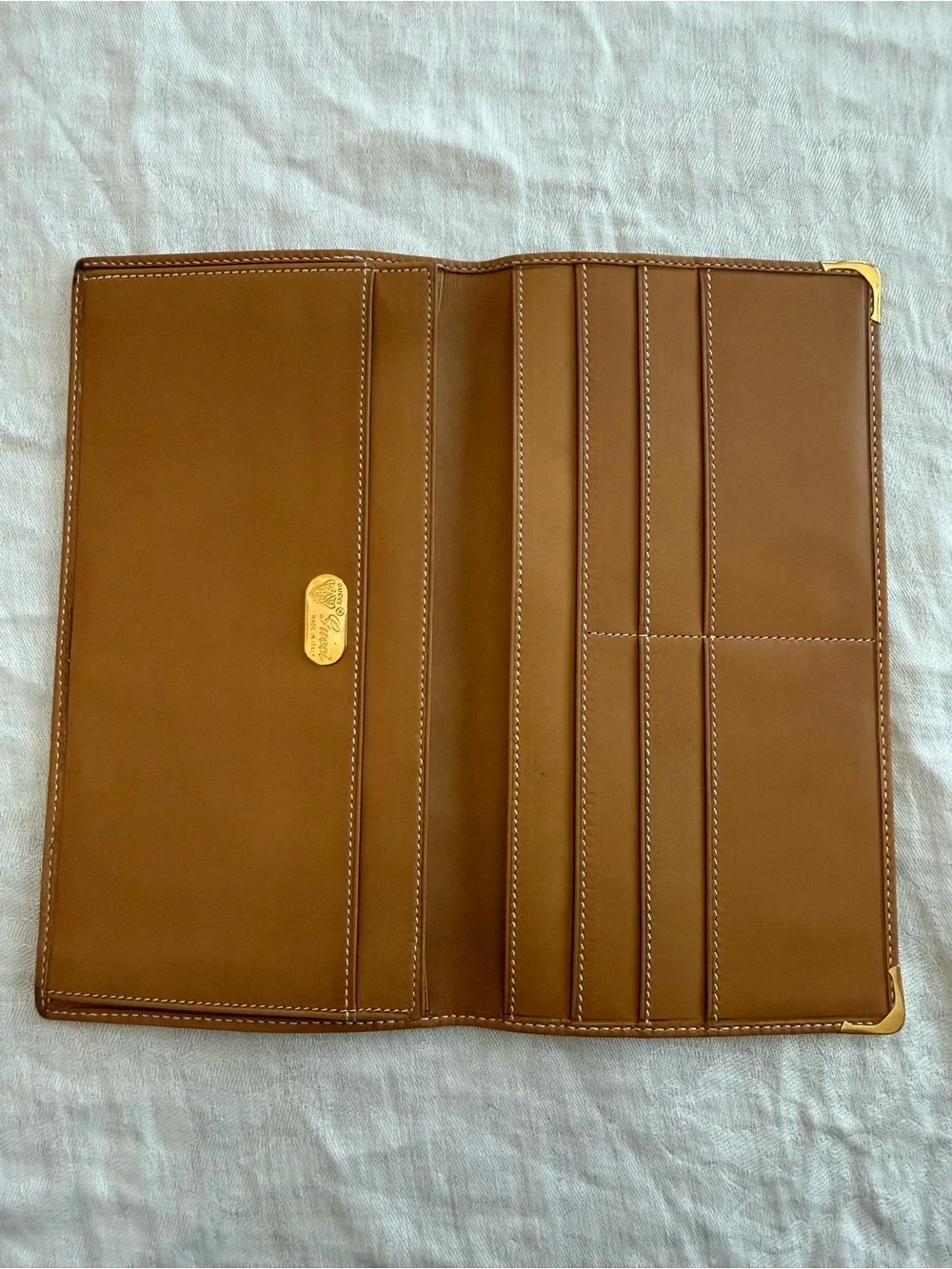 Gucci Brown Monogram Slim Long Wallet with Gold Corners - Picture 3 of 13